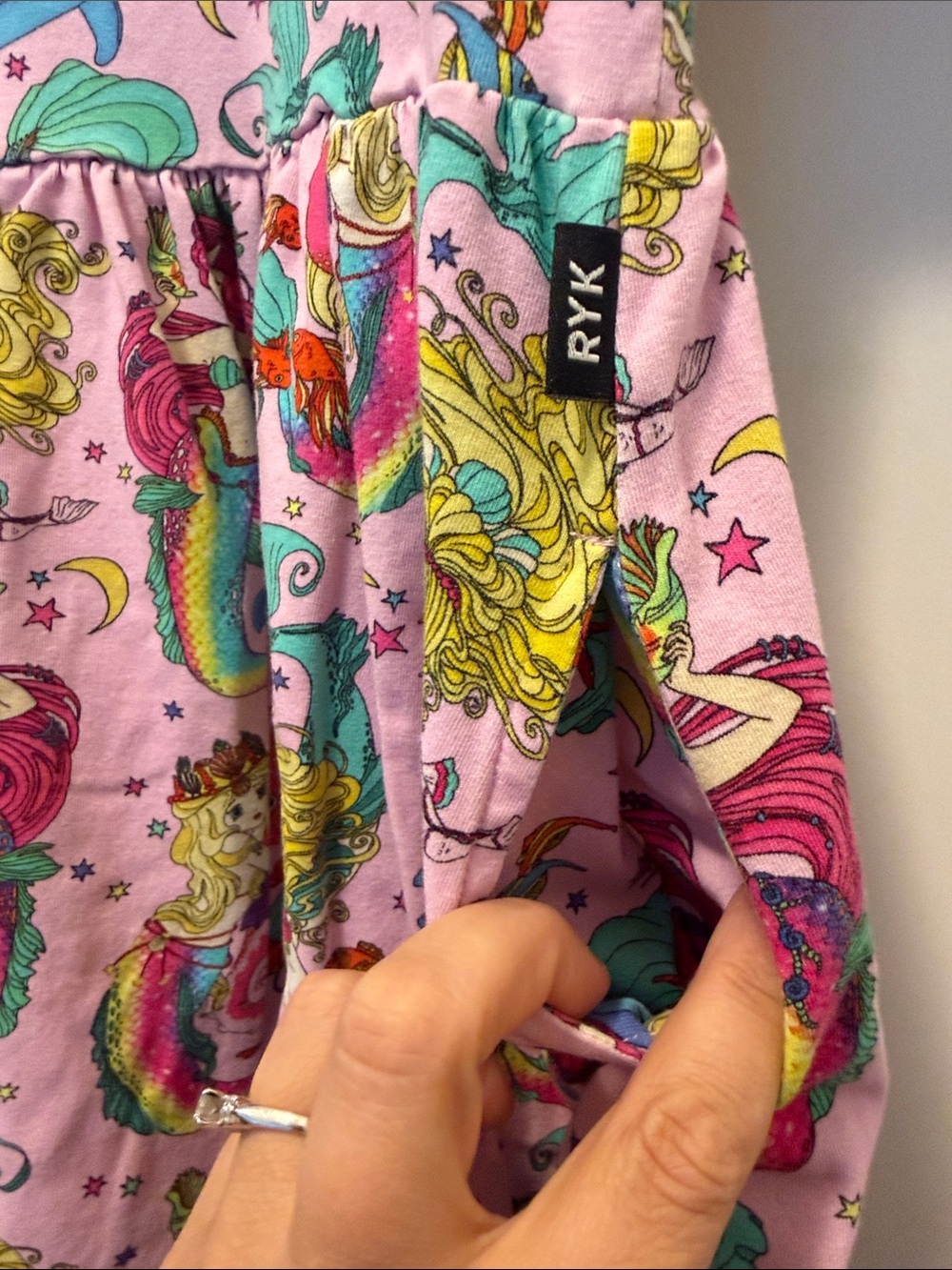 Rock Your Kid Pink Mermaid ๐งโโ๏ธ & Dolphin ๐ฌ Print Dress - Picture 4 of 6